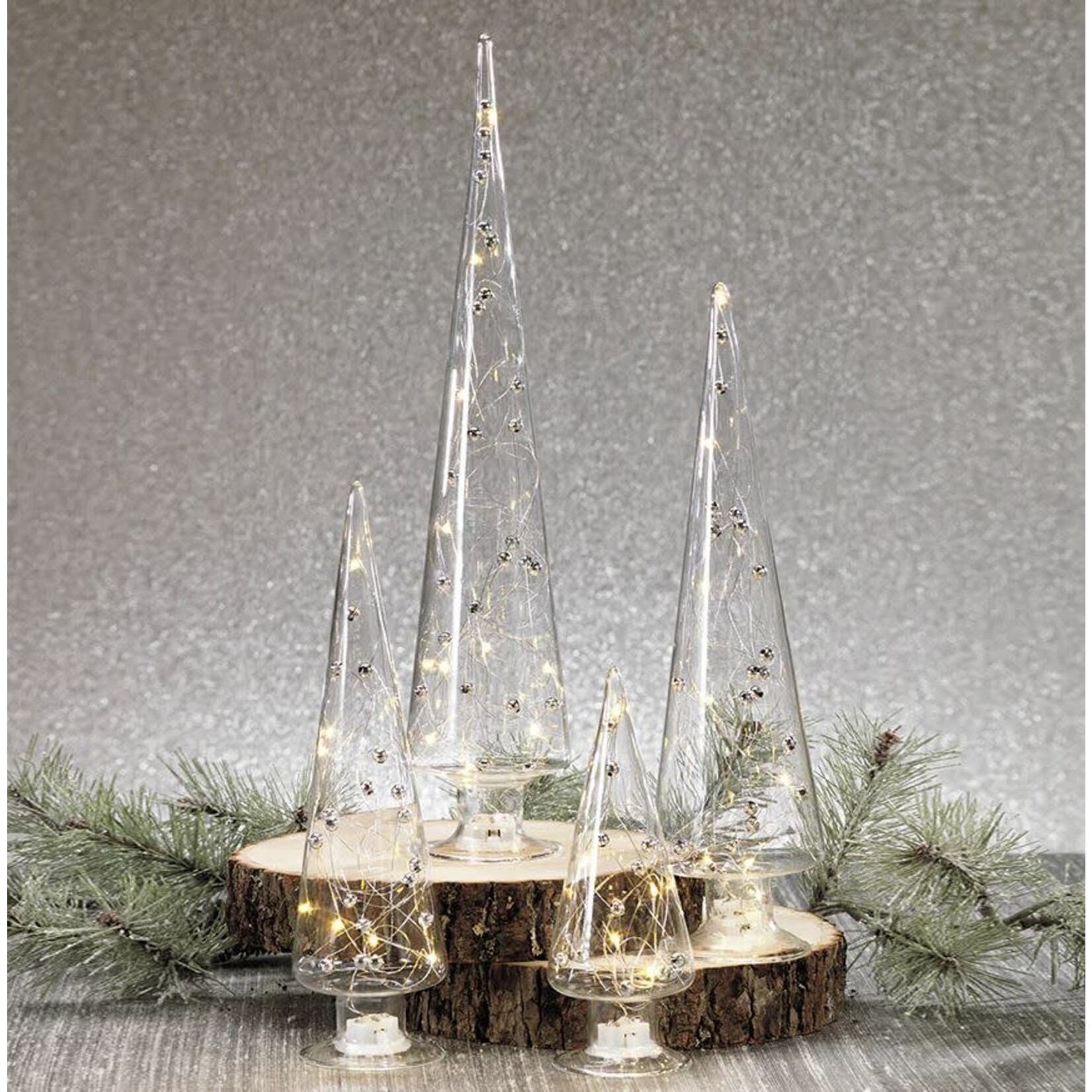 Zodax LED Glass Tree with Silver Beads