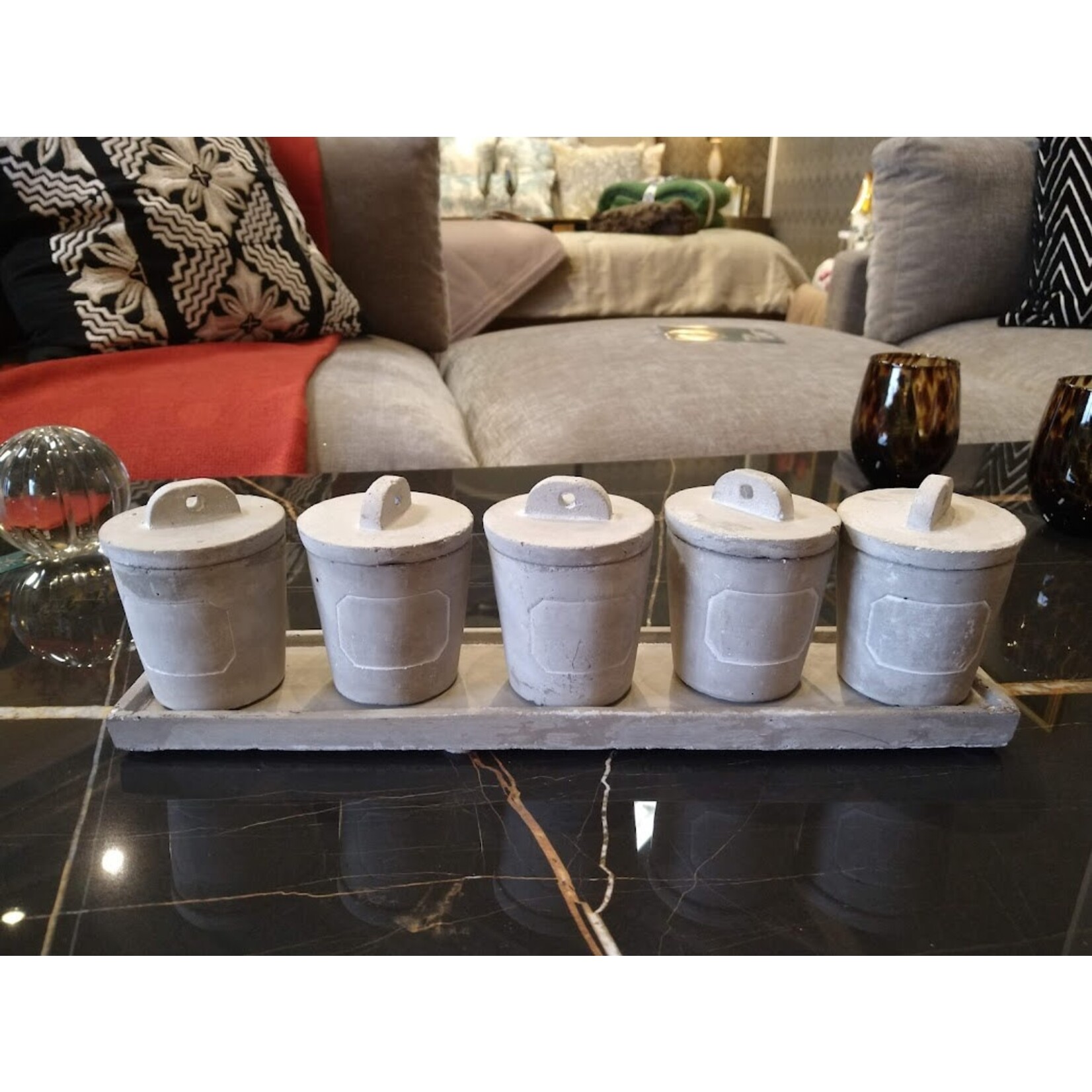 Kiss That Frog Stone Tray with 5 Spice Jars