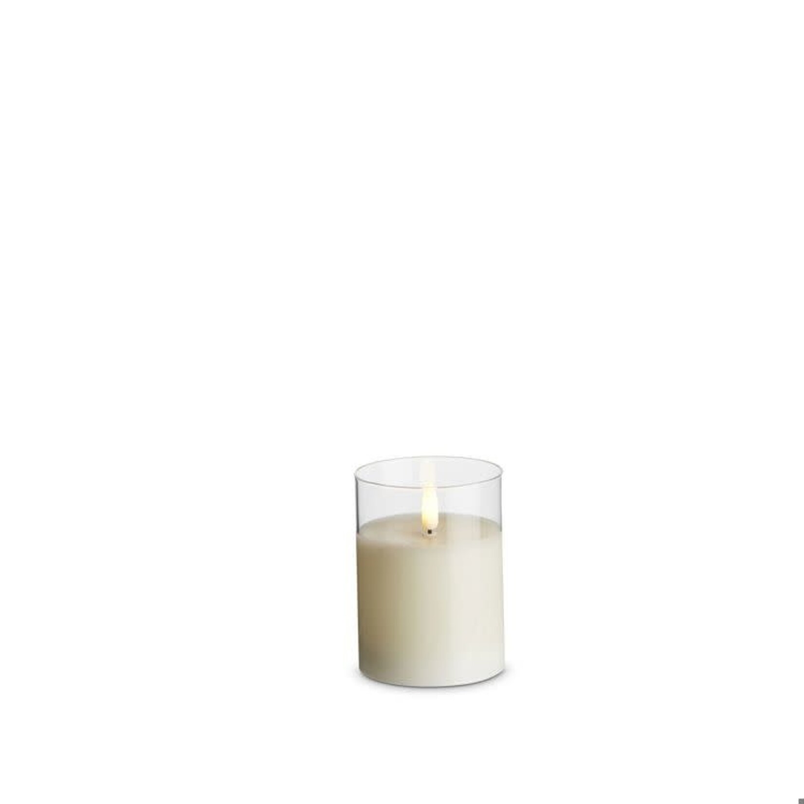 RAZ Imports Clear Glass Ivory Pillar Flameless Candle 3"x4"