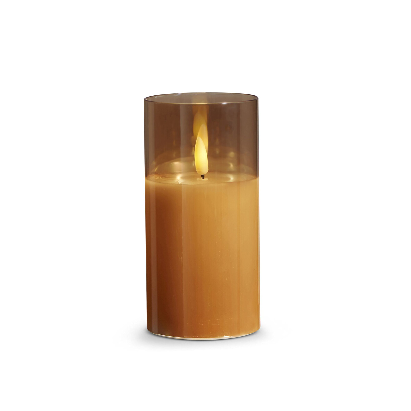 RAZ Imports Gold Glass Ivory Pillar Flameless Candle 3"x6"