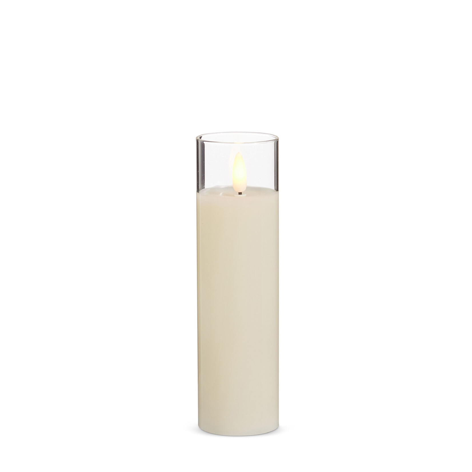 RAZ Imports Clear Glass Ivory Pillar Flameless Candle 2"x7"