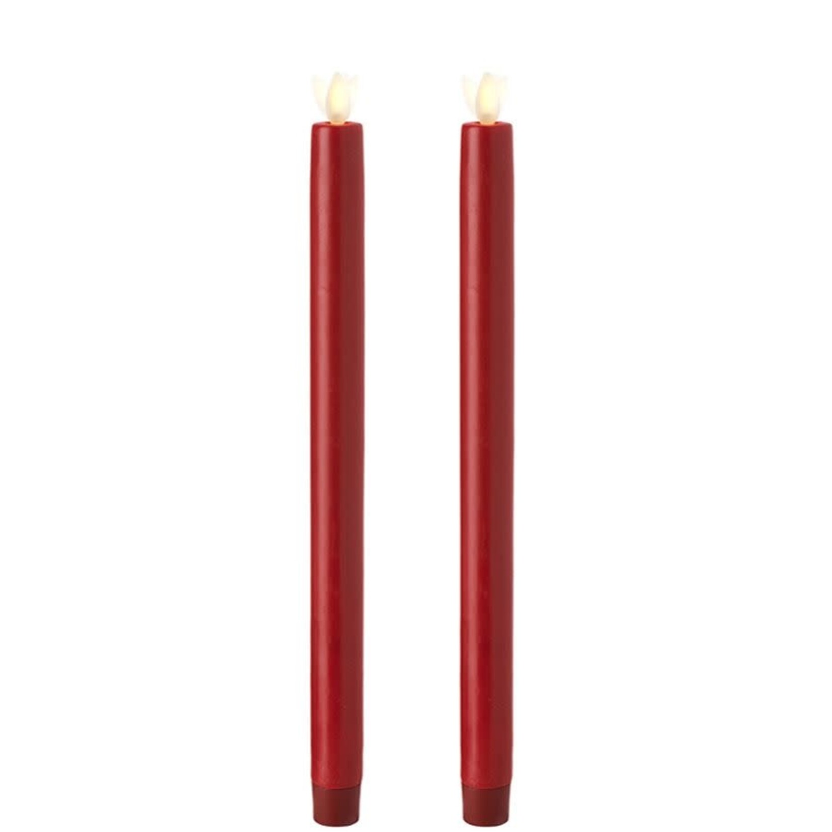 RAZ Imports Moving Flameless 12" Red Taper Candles Set of 2