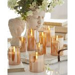 RAZ Imports Gold Glass Ivory Pillar Flameless Candle 2"x5"