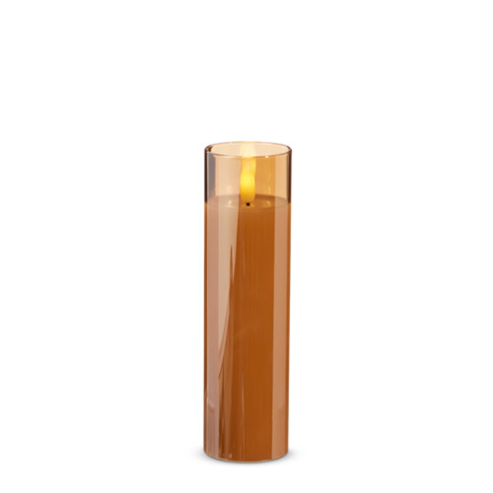RAZ Imports Gold Glass Ivory PIllar Flameless Candle 2"x7"