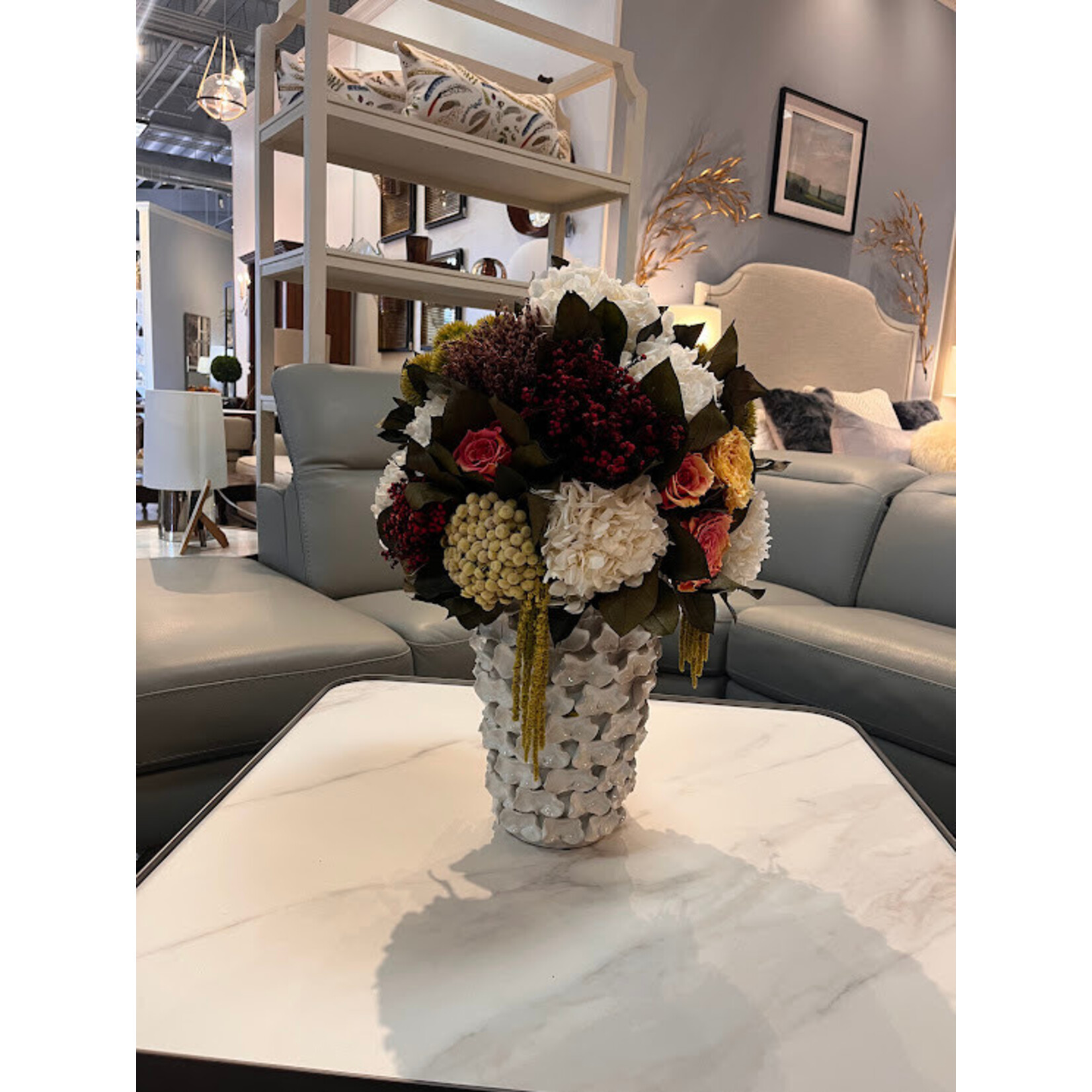 Botanica Tall Petal Planter with Spring Mix Arrangement