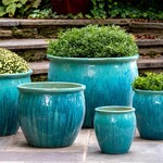 Campania Mirador Antigua Turquoise Blue Glazed Terracotta Planter