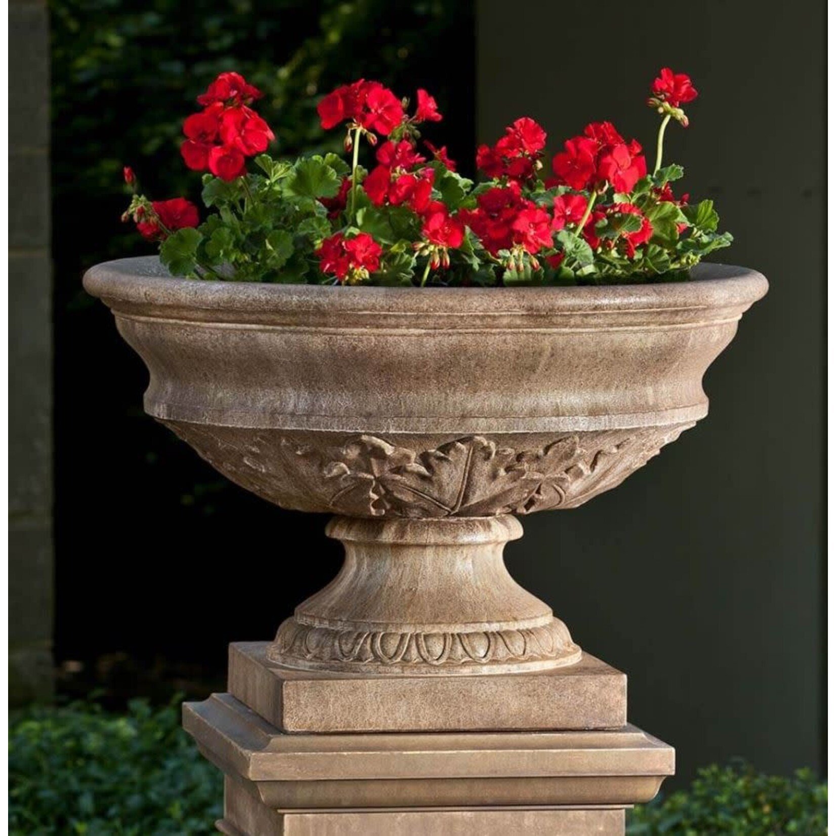 Campania Coachhouse Urn Cast Stone Planter with Pedestal