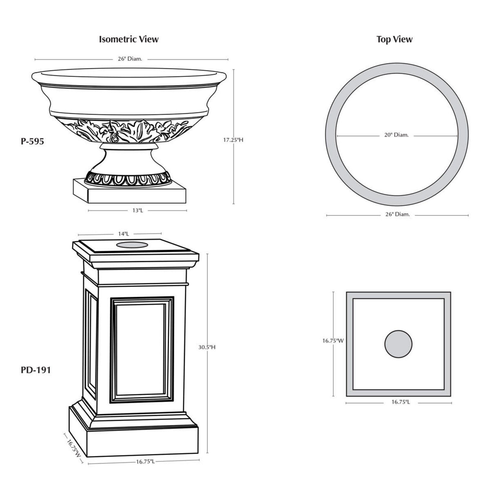 Campania Coachhouse Urn Cast Stone Planter with Pedestal