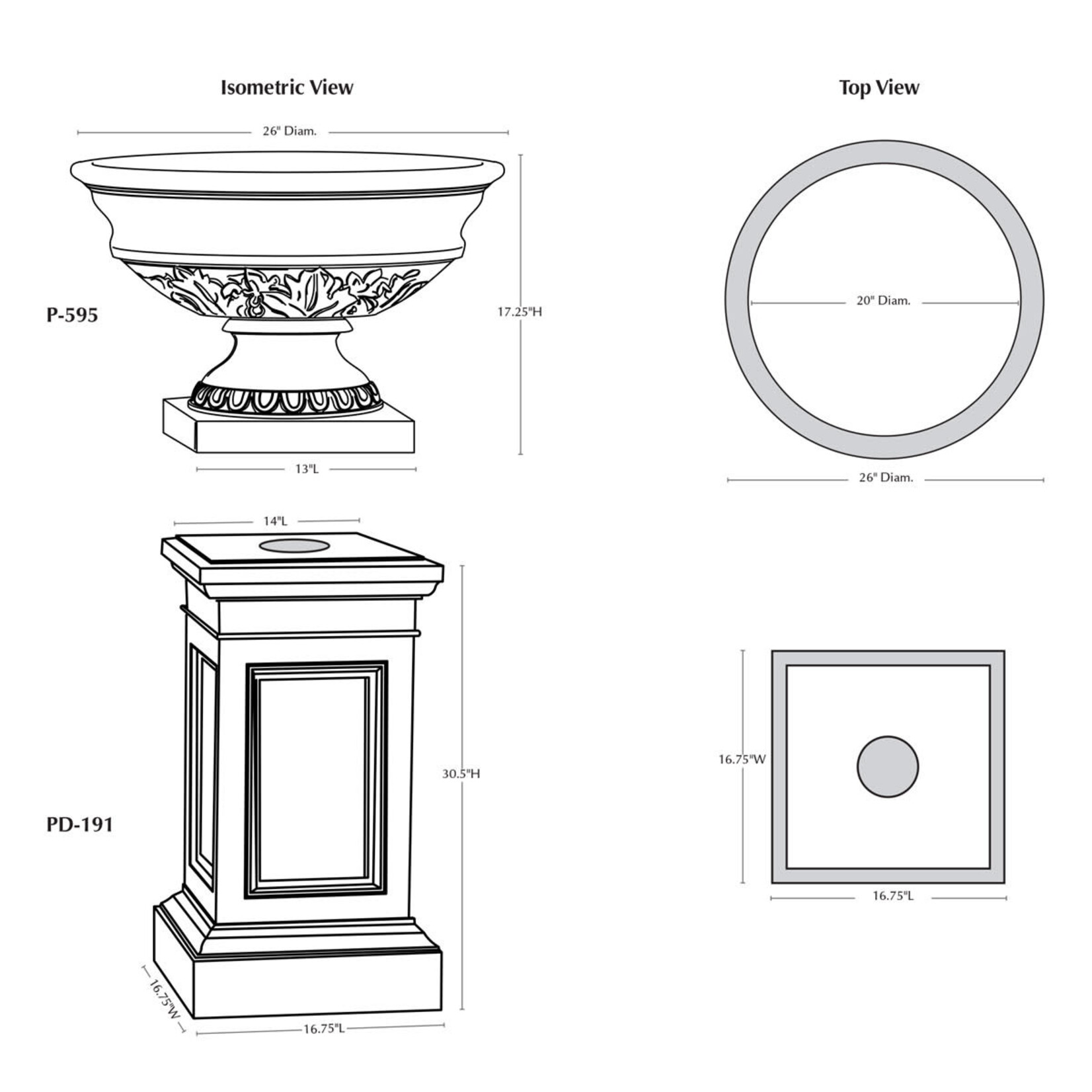 Campania Coachhouse Urn with Pedestal Natural