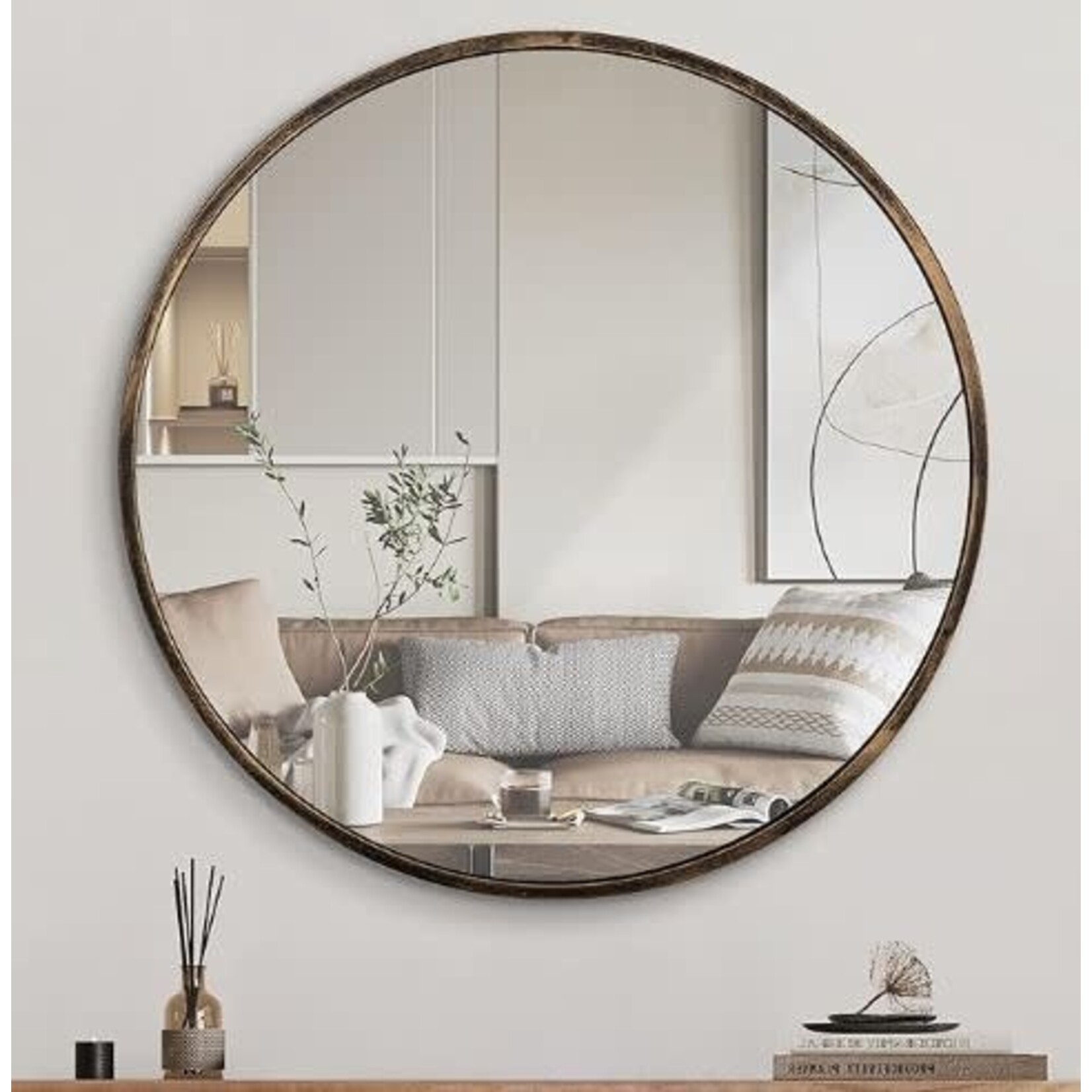 Stone International Bronze Onyx Round Mirror