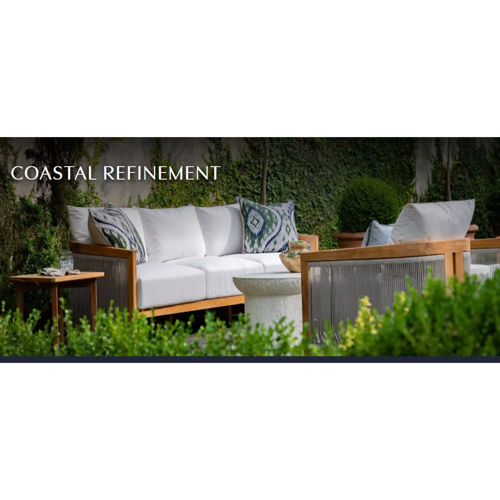Summer Classics Avalon Natural Rope Teak Lounge Chair & Glenn Snow Cushion