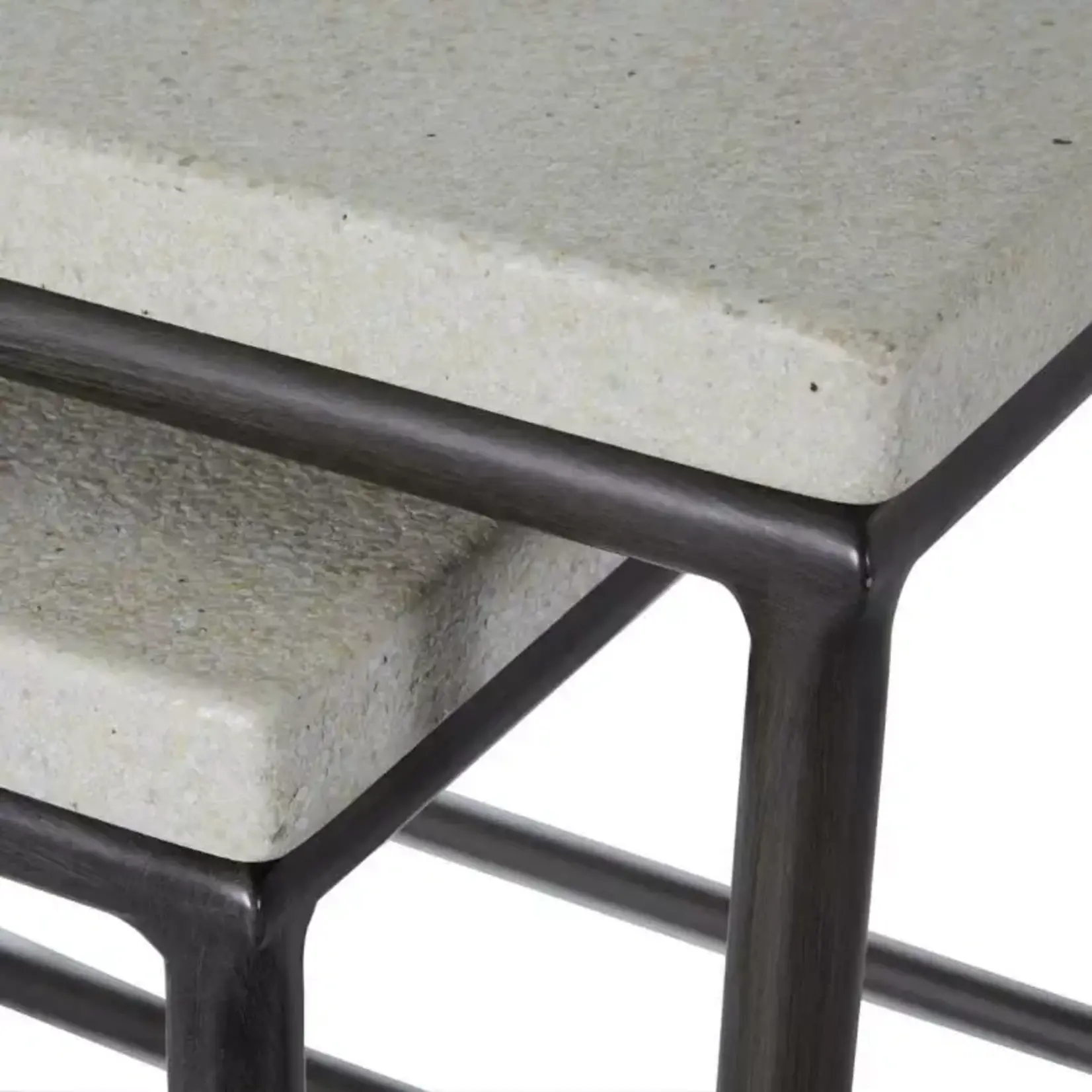 Summer Classics Abby Charcoal Travertine Outdoor Nesting Tables - Set of 2