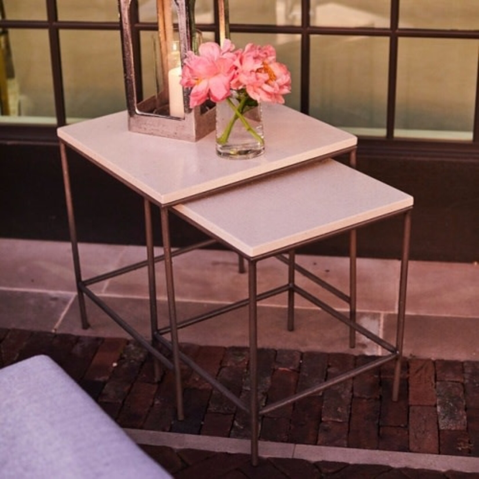 Summer Classics Abby Nesting Tables Charcoal Travertine Set of 2