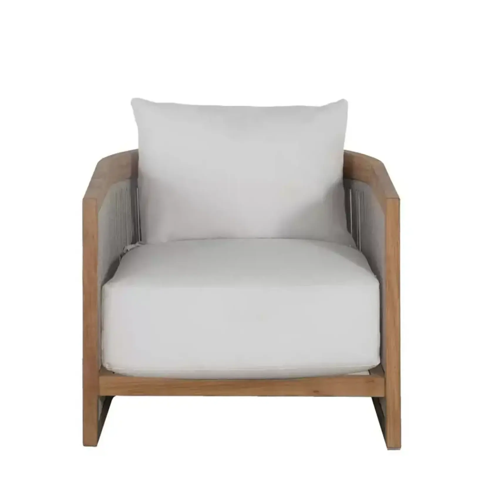 Summer Classics Avalon Natural Rope Teak Lounge Chair & Glenn Snow Cushion