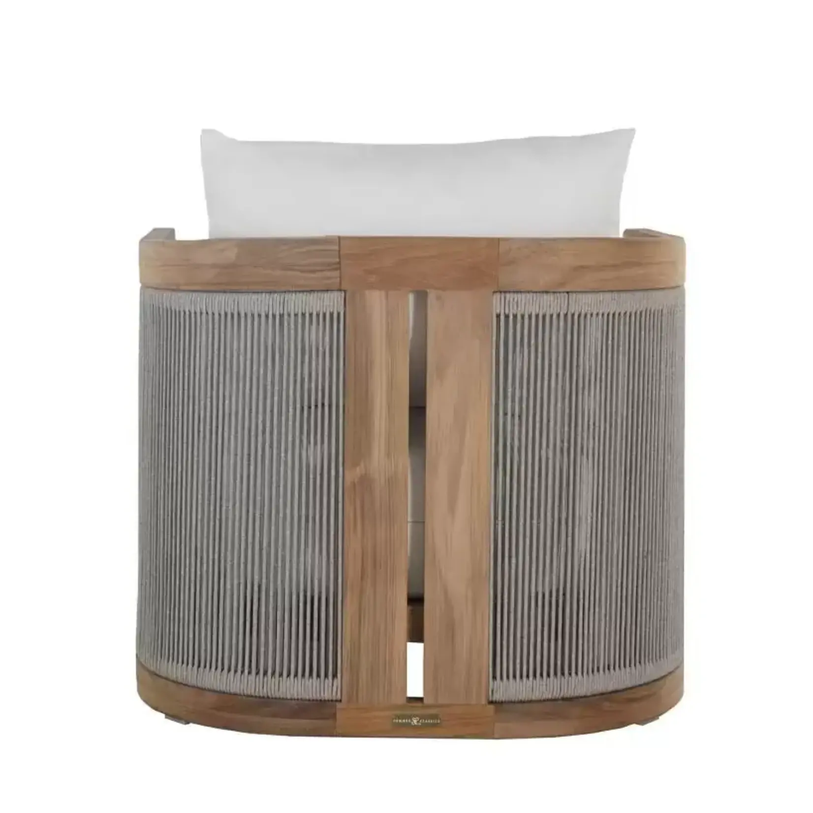 Summer Classics Avalon Natural Rope Teak Lounge Chair & Glenn Snow Cushion