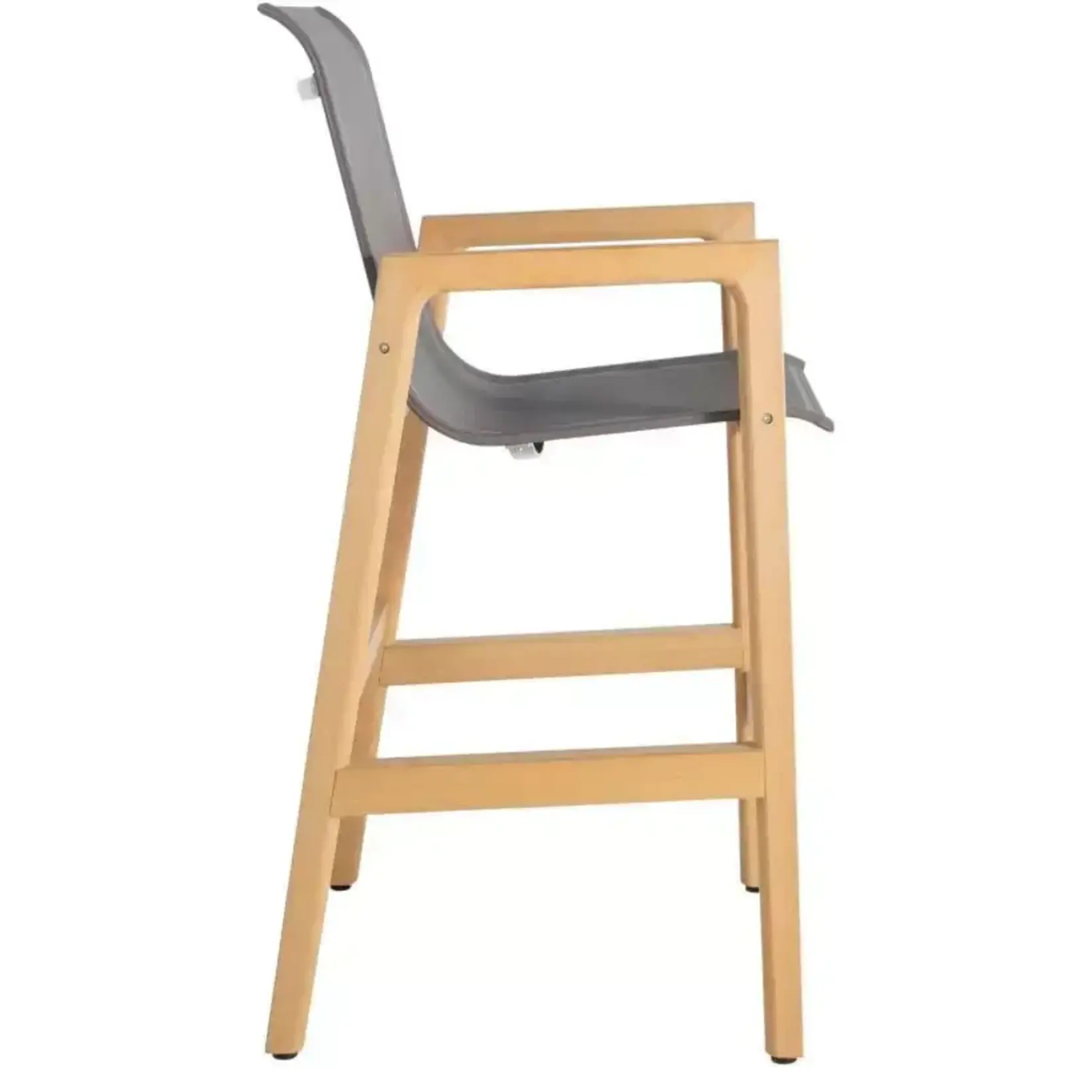 Summer Classics Seashore N-Dura Natural Wood & Grey Sling Outdoor Bar Stool