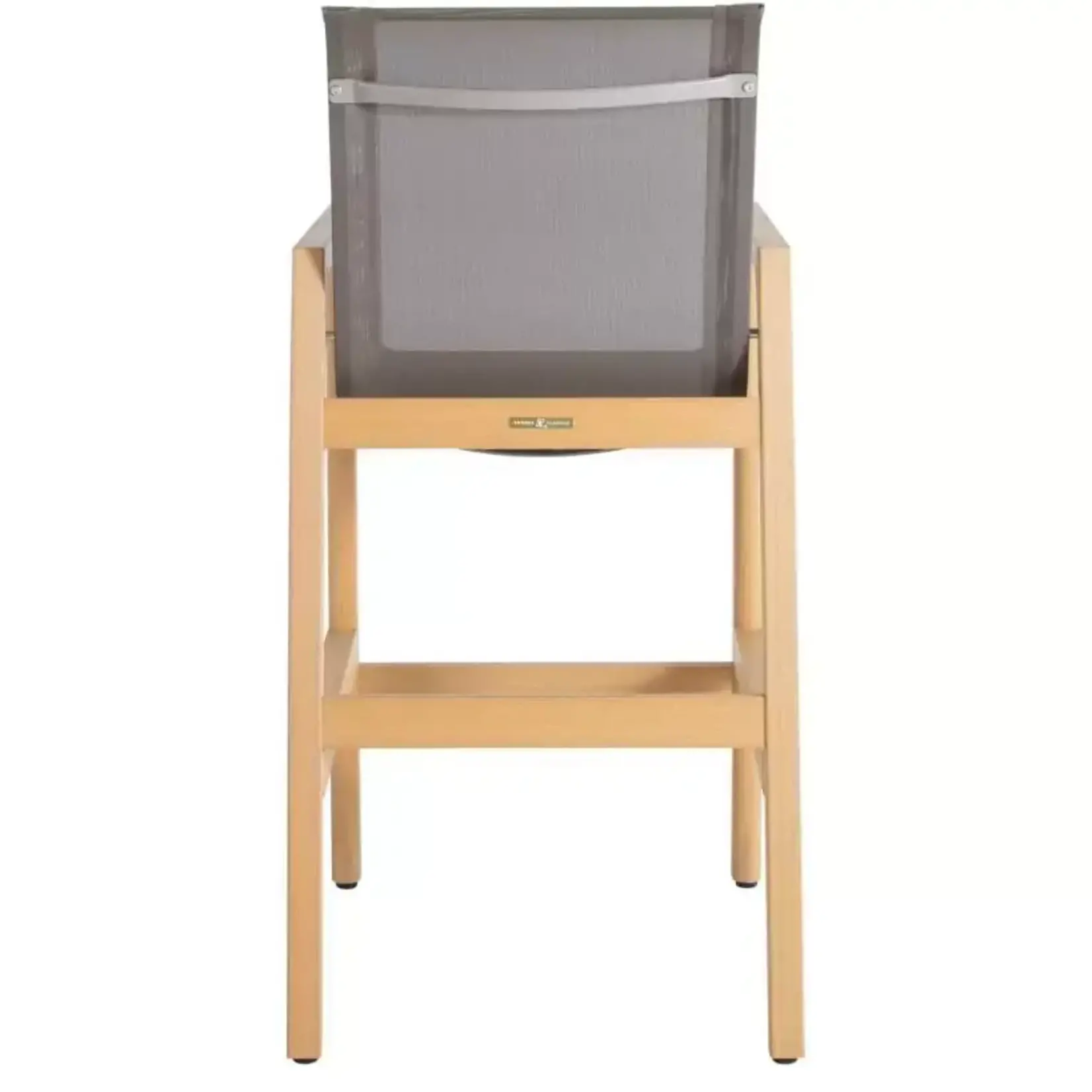 Summer Classics Seashore N-Dura Natural Wood & Grey Sling Outdoor Bar Stool