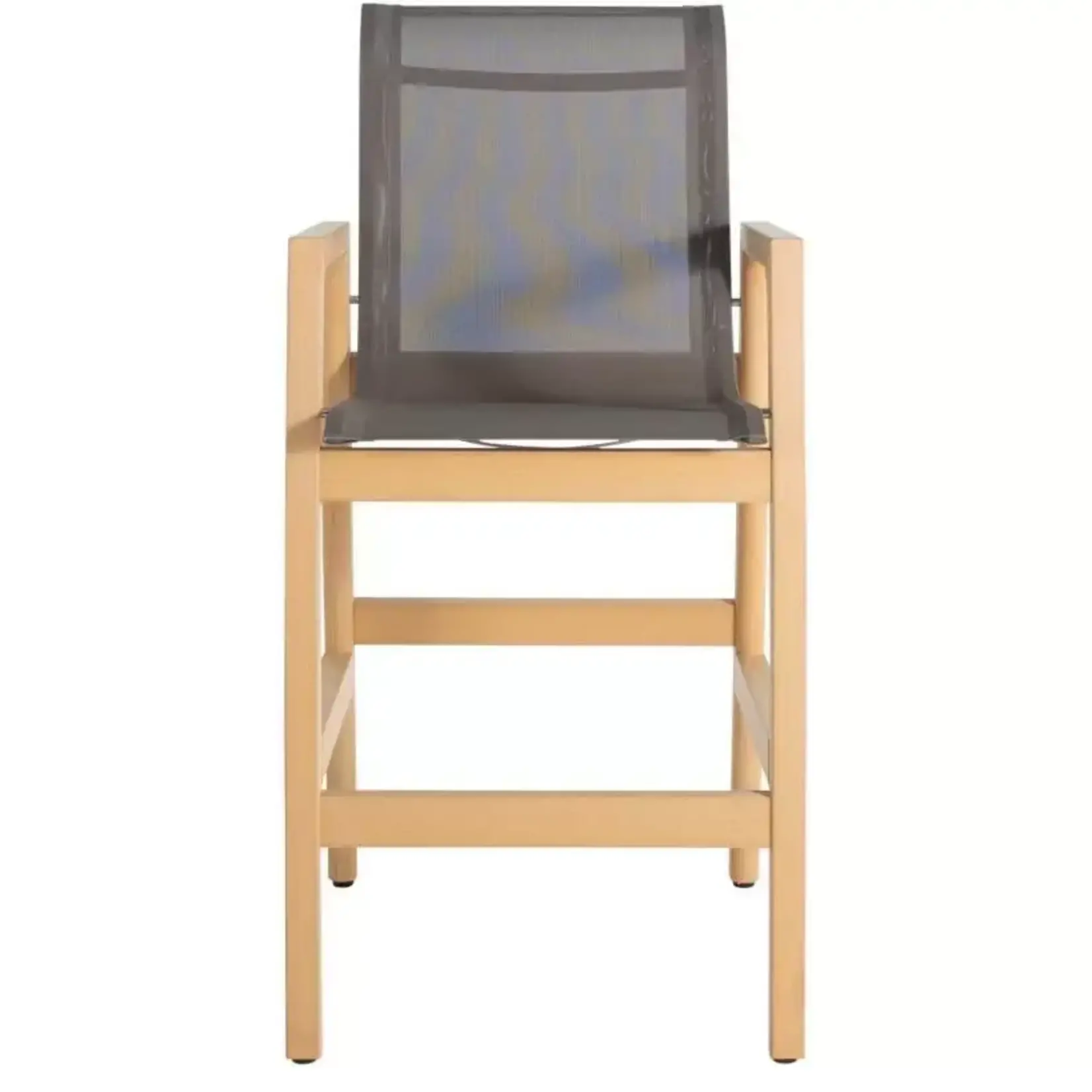 Summer Classics Seashore N-Dura Natural Wood & Grey Sling Outdoor Bar Stool