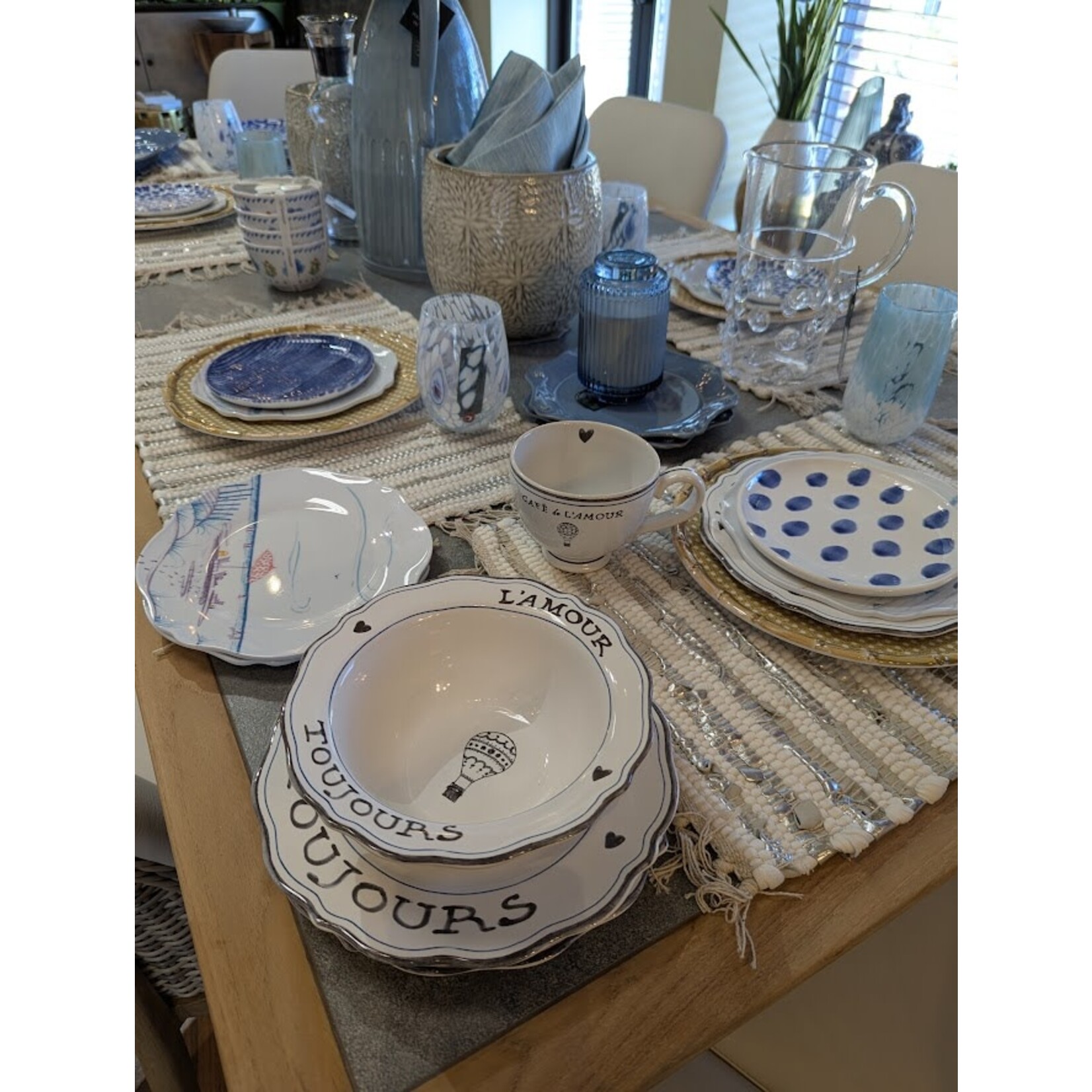 Juliska Country Estate Seaside Melamine Salad Set of 4 Pastel Blue & Multi