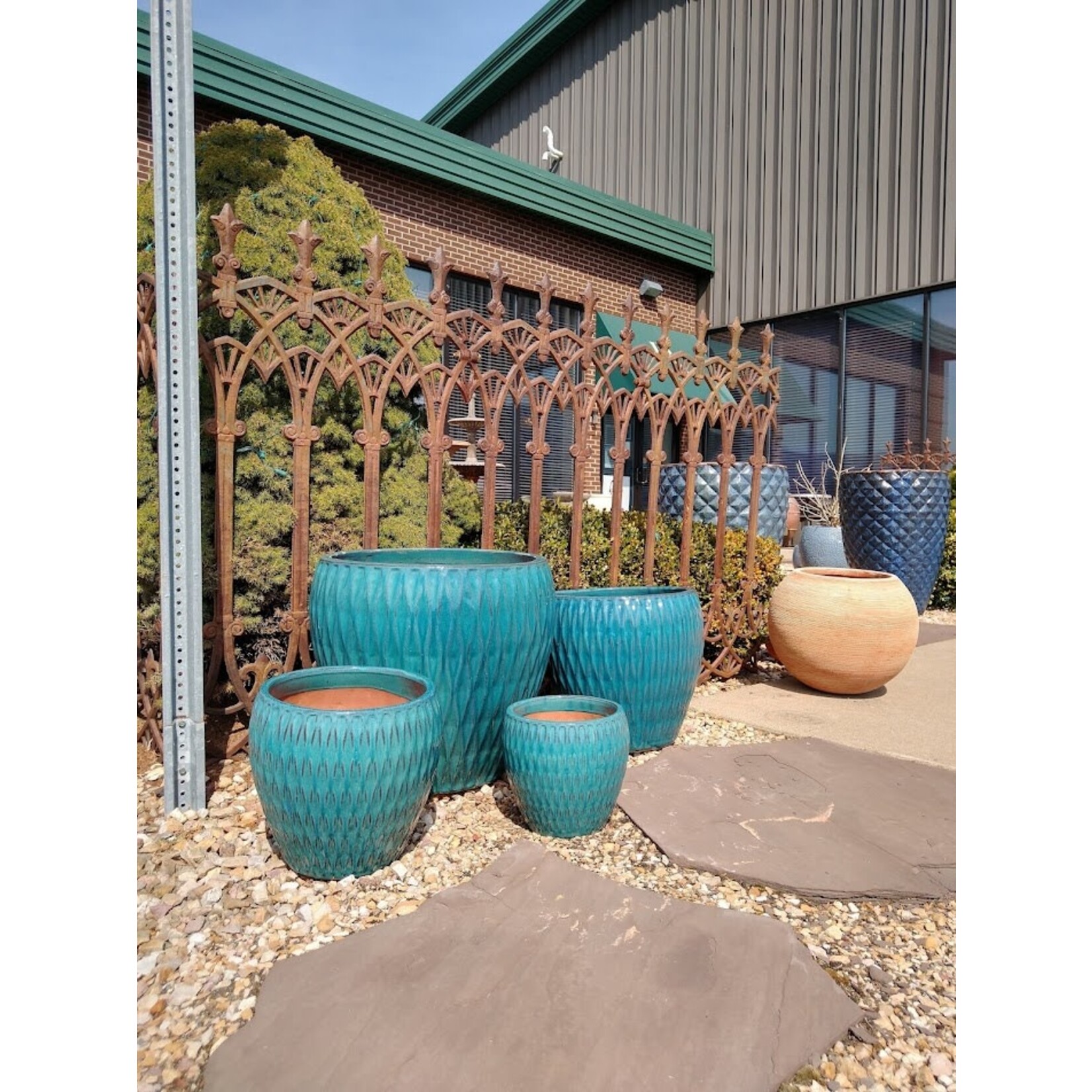 Campania Harlequin Blue Jade Glazed Terracotta Planter