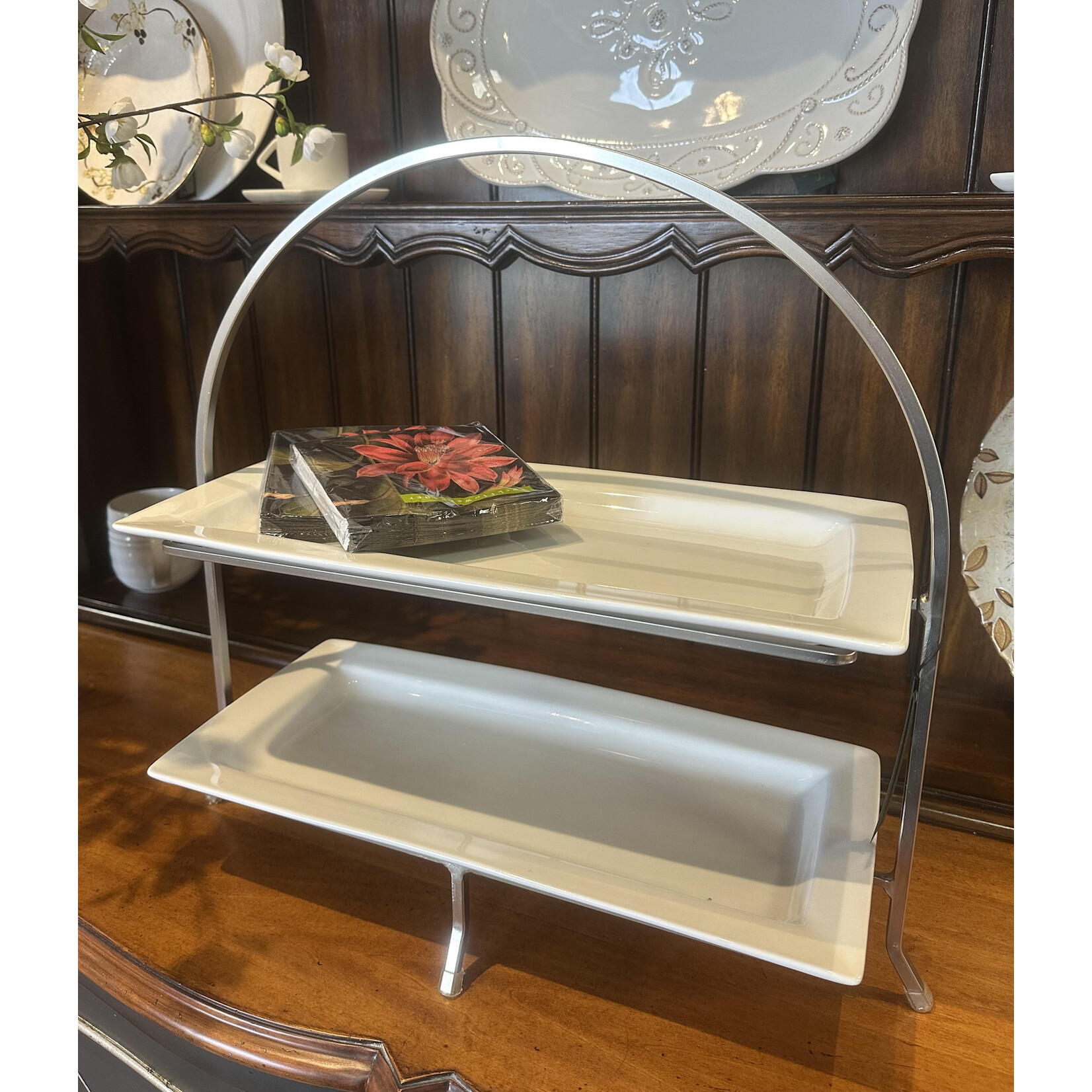 Willow Group Rectangle Metal & Porcelain 2 Tier Server