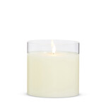 RAZ Imports Clear Glass Ivory Pillar Flameless Candle 6"x6"