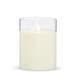 RAZ Imports Clear Glass Ivory Pillar Flameless Candle 6"x8"