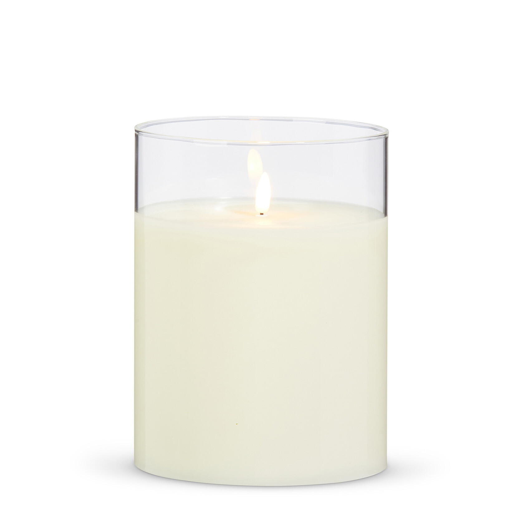 RAZ Imports Clear Glass Ivory Pillar Flameless Candle 6"x8"