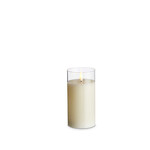 RAZ Imports Clear Glass Ivory Pillar Flameless Candle 3"x6"