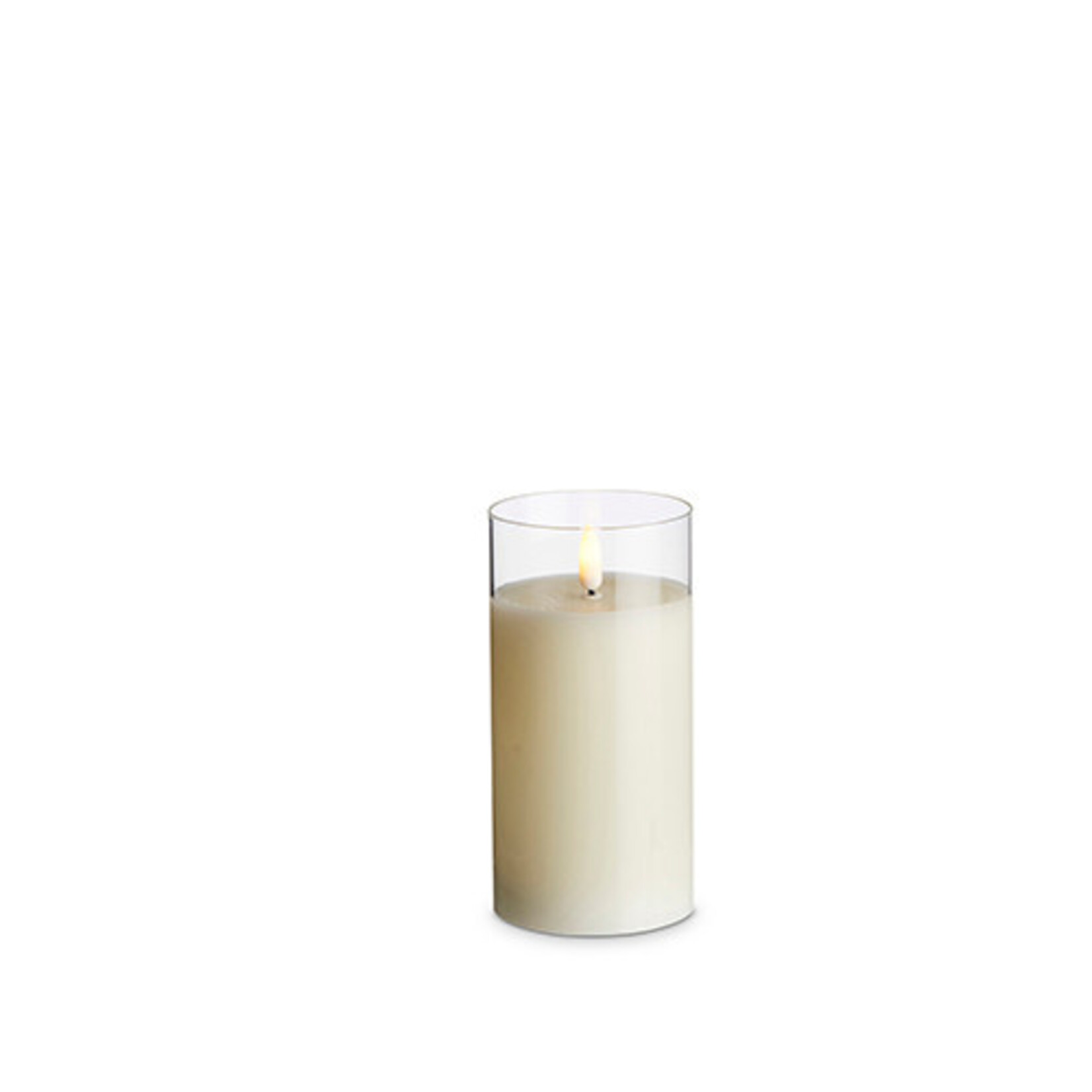 RAZ Imports Clear Glass Ivory Pillar Flameless Candle 3"x6"