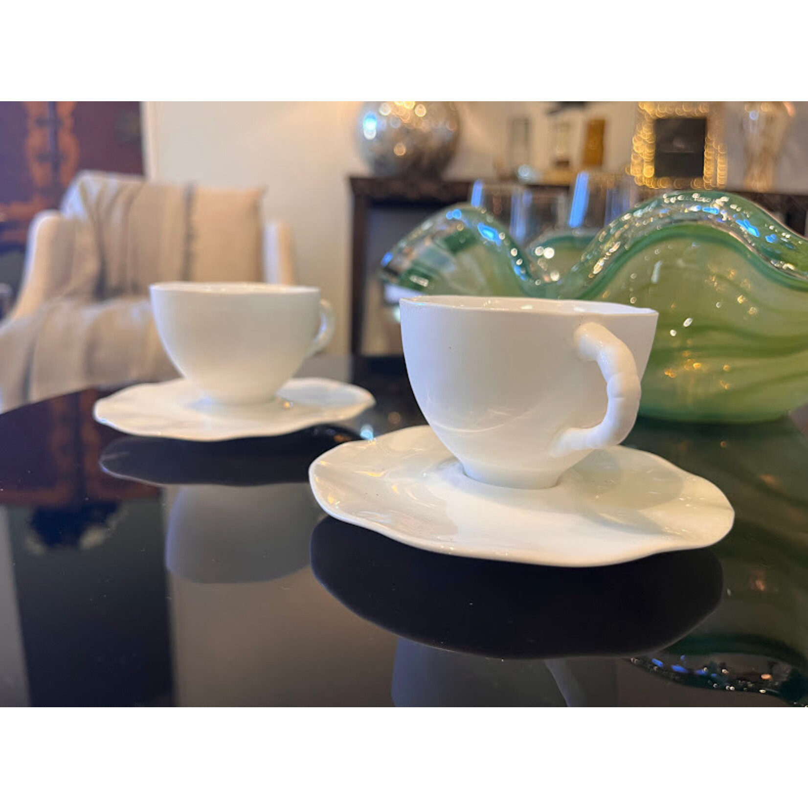Bidk Home Cup with Saucer L White Perfect Imperfection