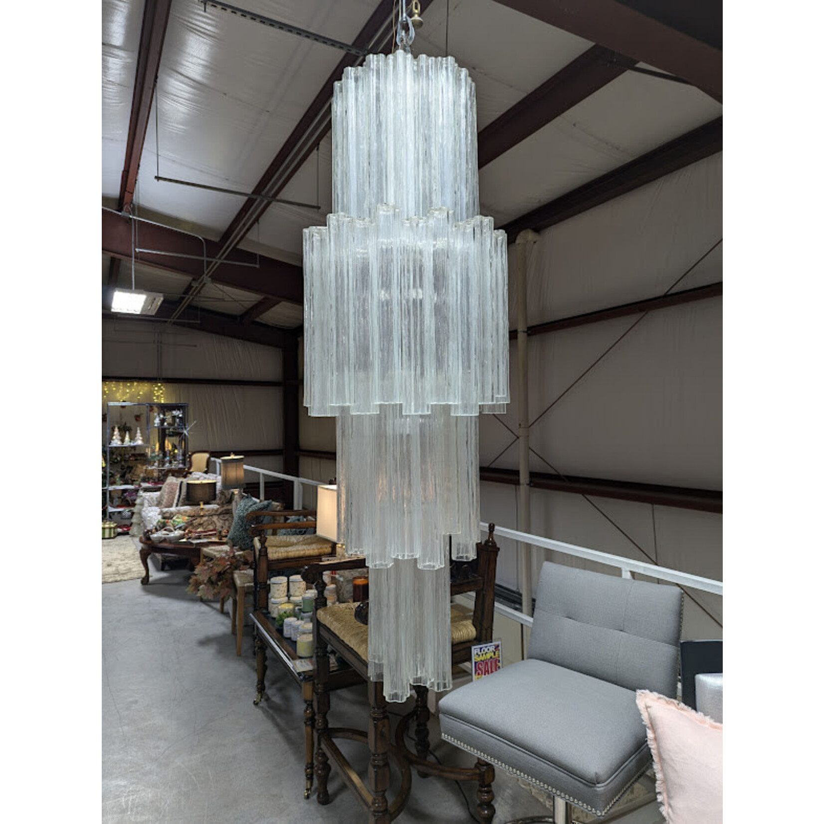 Camer Monumental Camer Venini Glass Tronchi Tube Chandelier