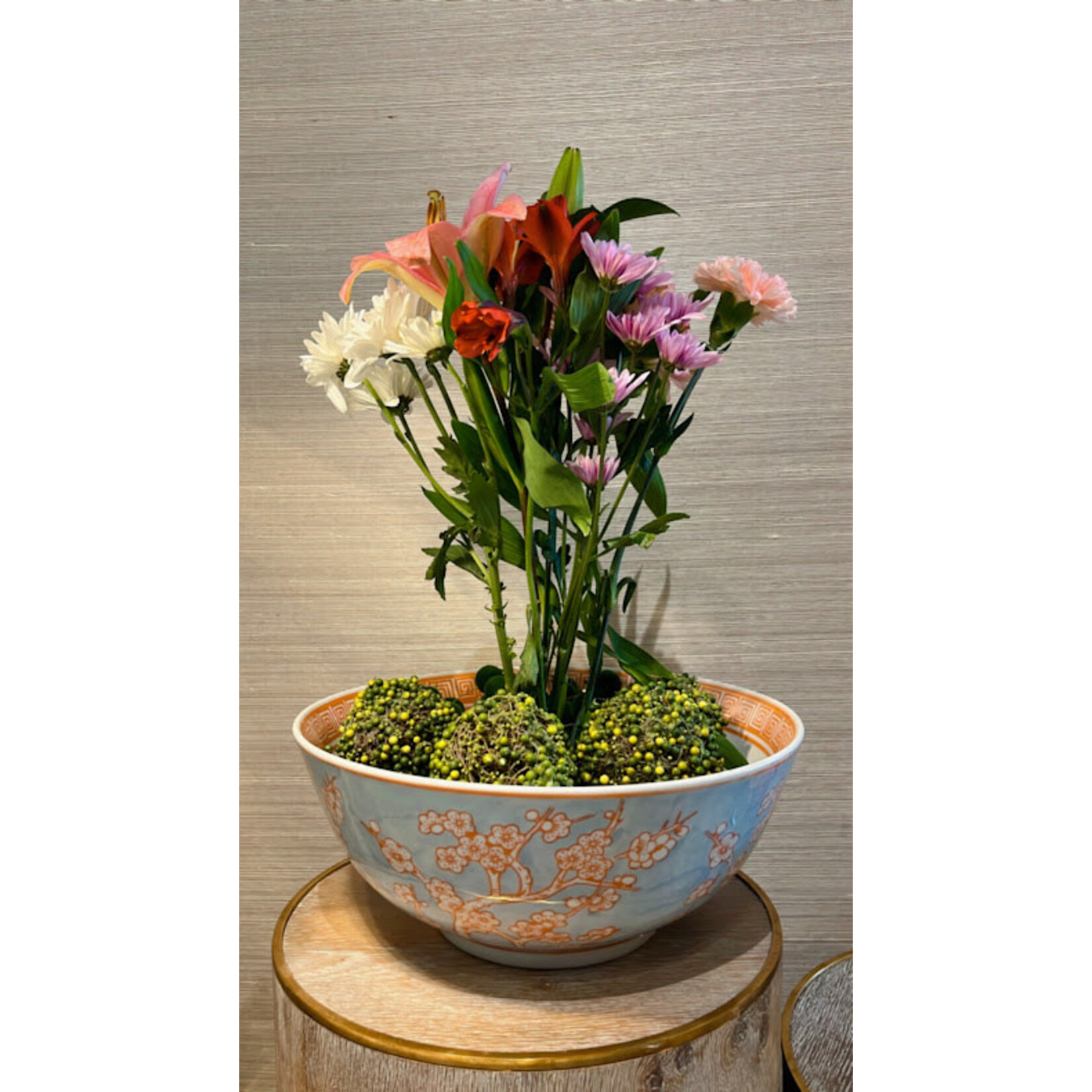 Winward Floral & Seasonal Decor Longlife Arrangement  Bowl Gray Blue