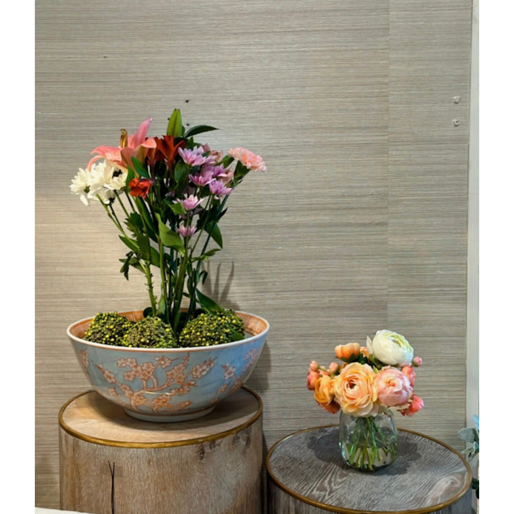Winward Floral & Seasonal Decor Longlife Arrangement  Bowl Gray Blue