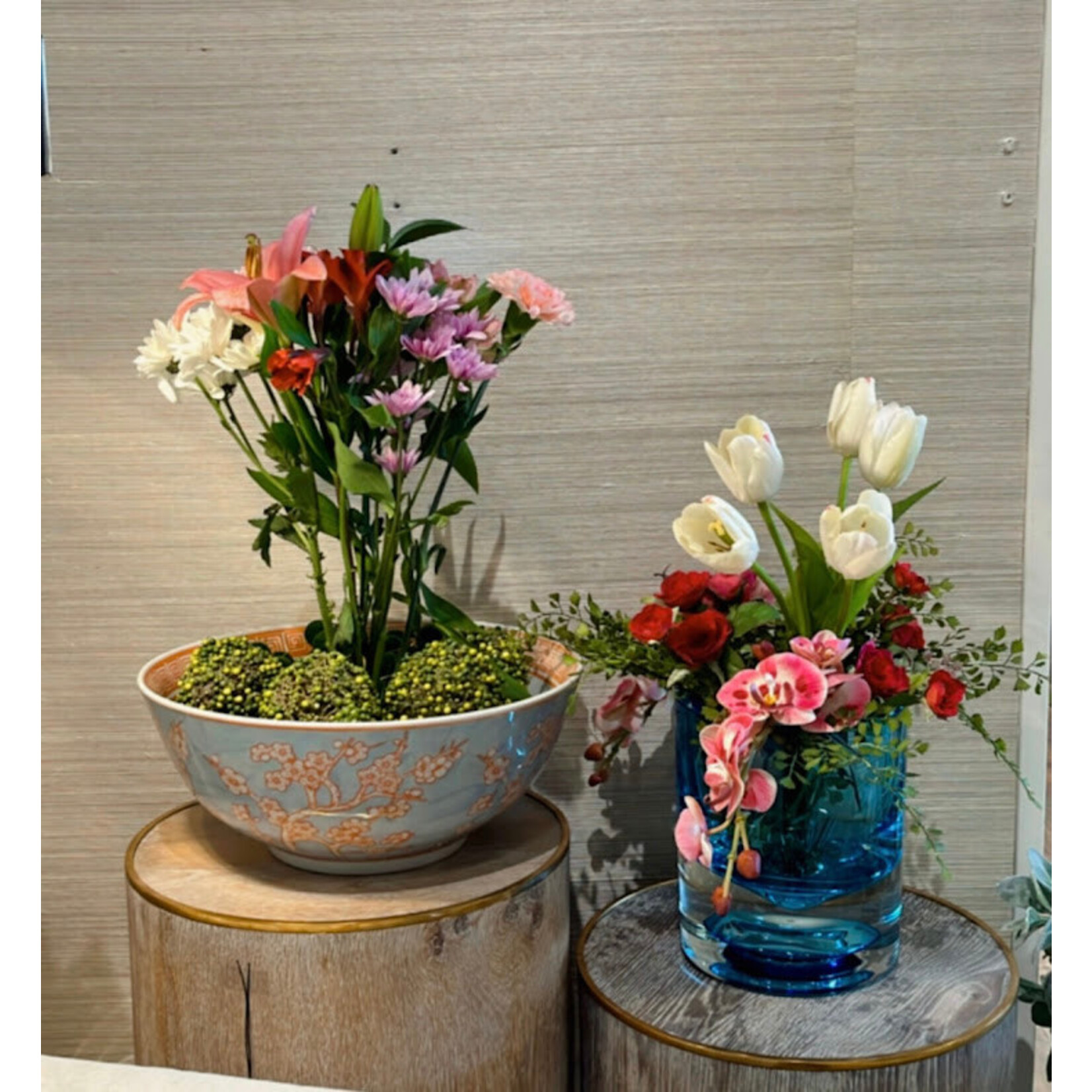 Winward Floral & Seasonal Decor Longlife Arrangement  Bowl Gray Blue