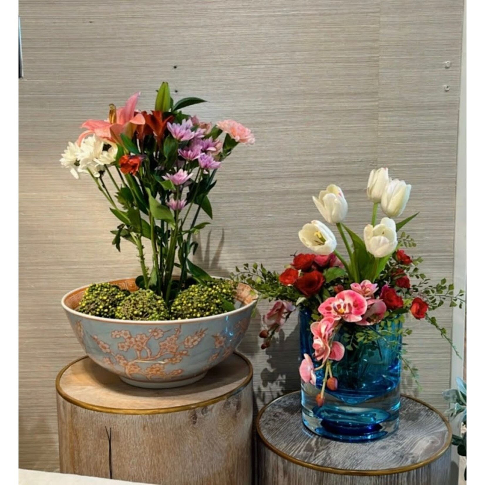 Global Views Thick Cylinder Vase Powder Blue Light Blue Small