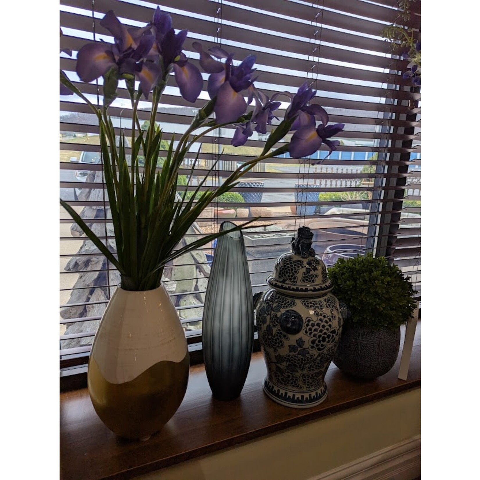 Zodax Mayfair Cut Glass Vase Gray Tall