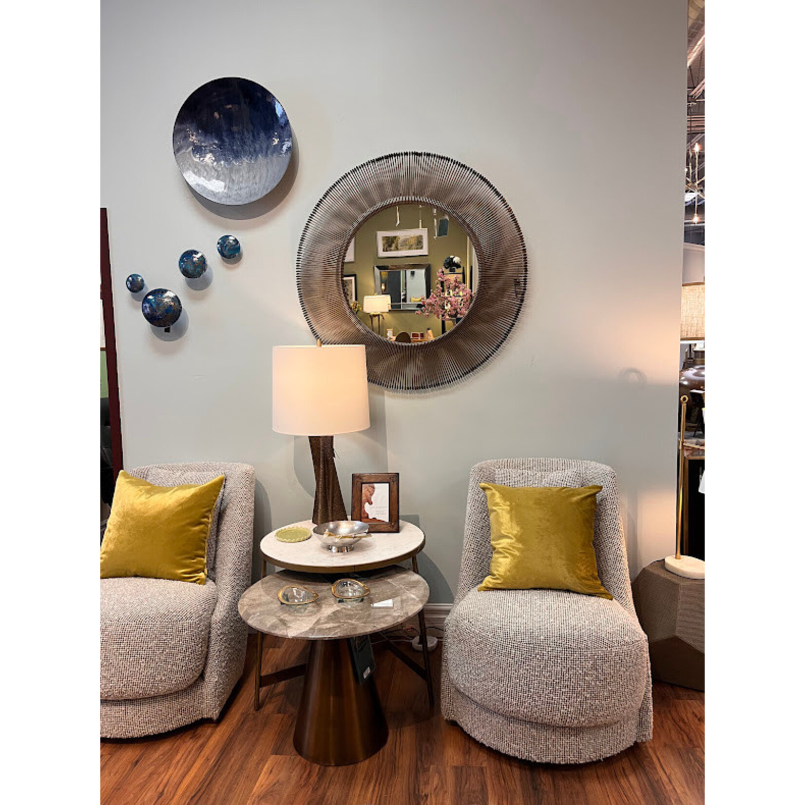 Made Goods Dawn Mirror Antiqued Brass Iron