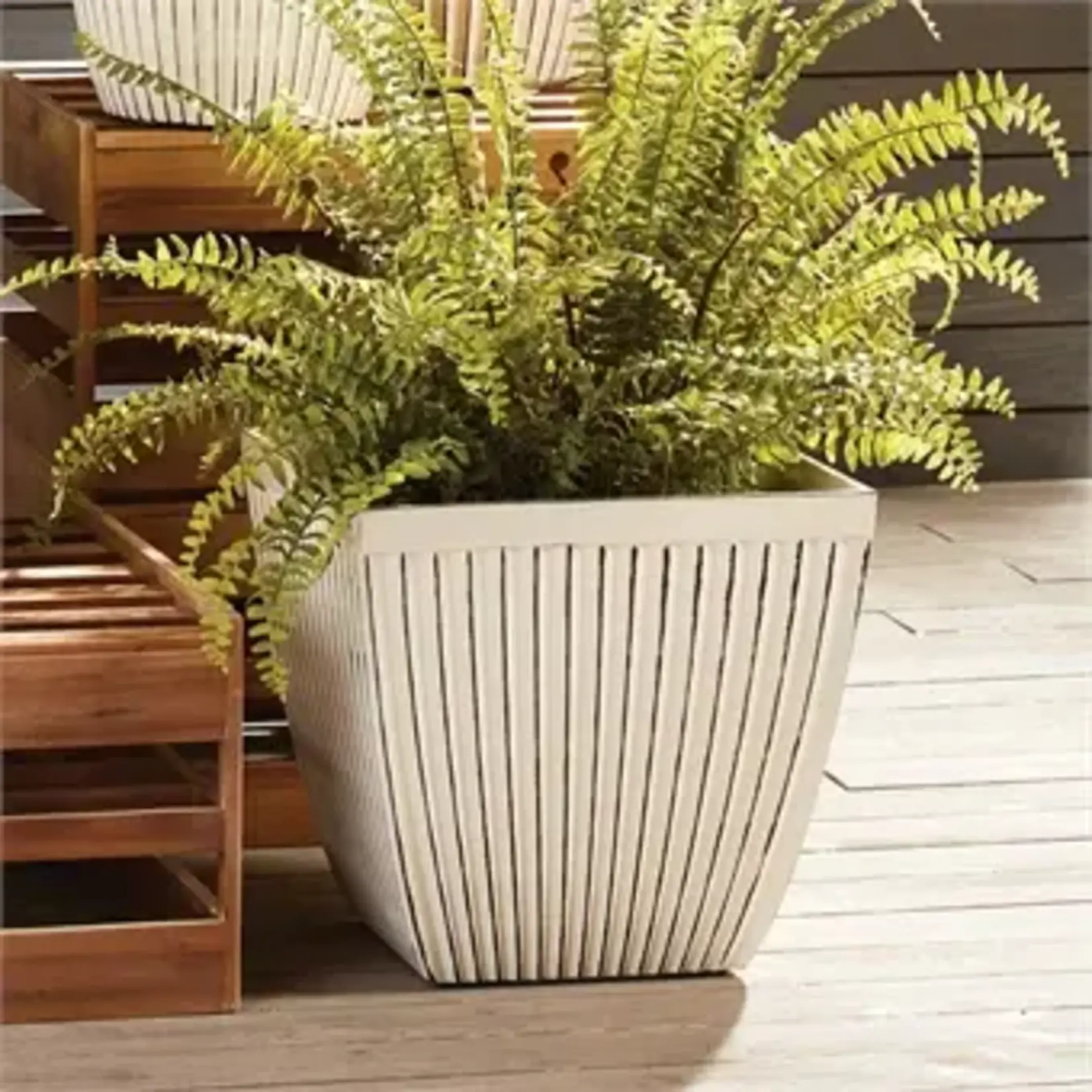 Napa Home and Garden Glazelite Ribbed Cream Square Planters - Set of 2