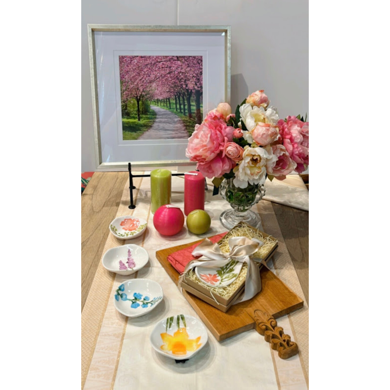 The Ivy Guild Peachy Peony Glass Urn Faux Arrangement