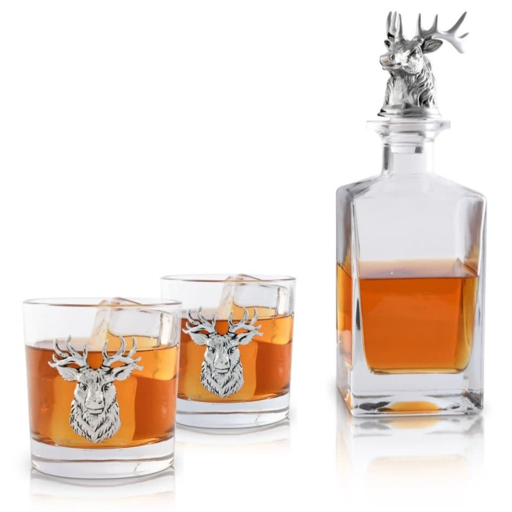 Vagabond House Elk Deer Bust Decanter Set with Glasses