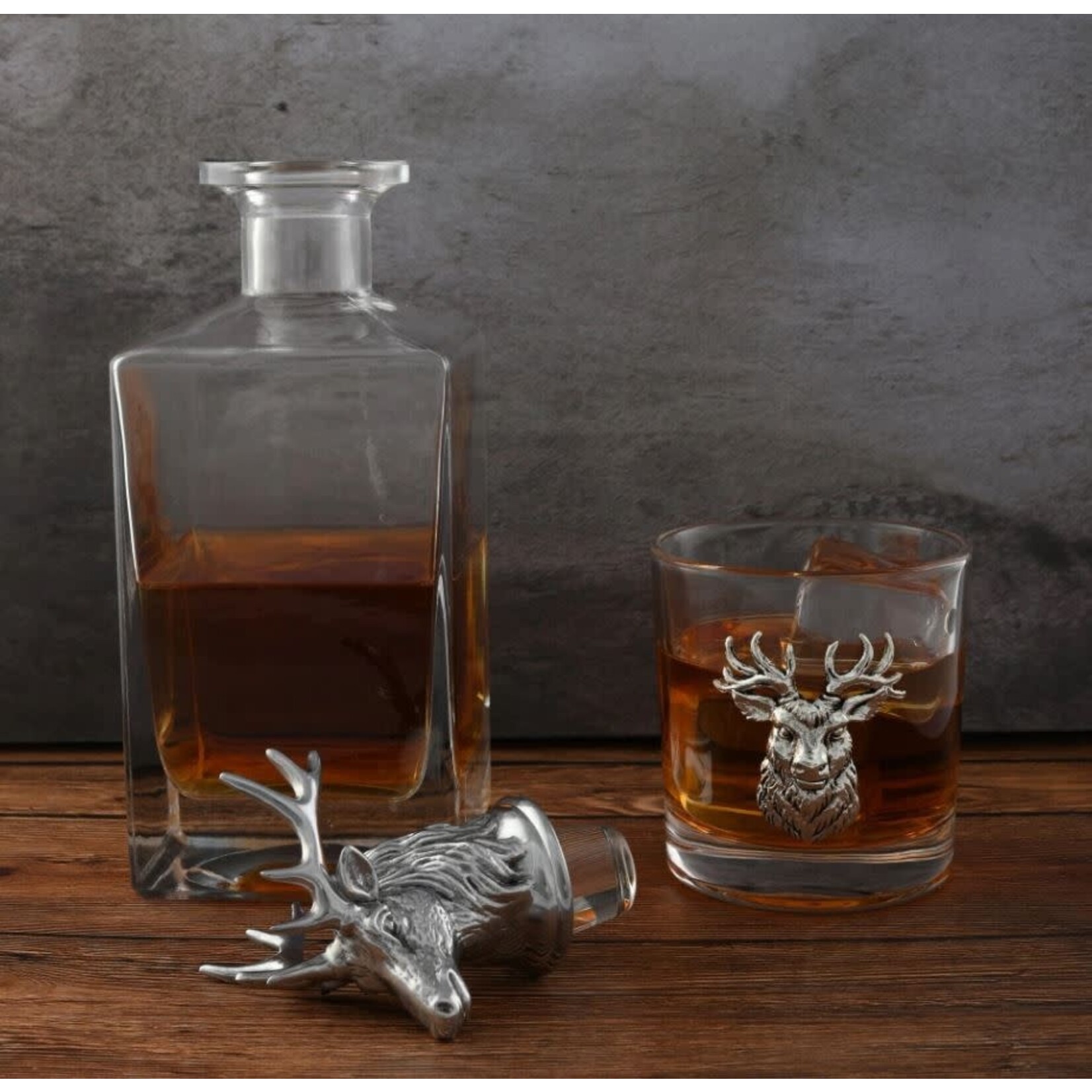 Vagabond House Elk Deer Bust Decanter Set with Glasses