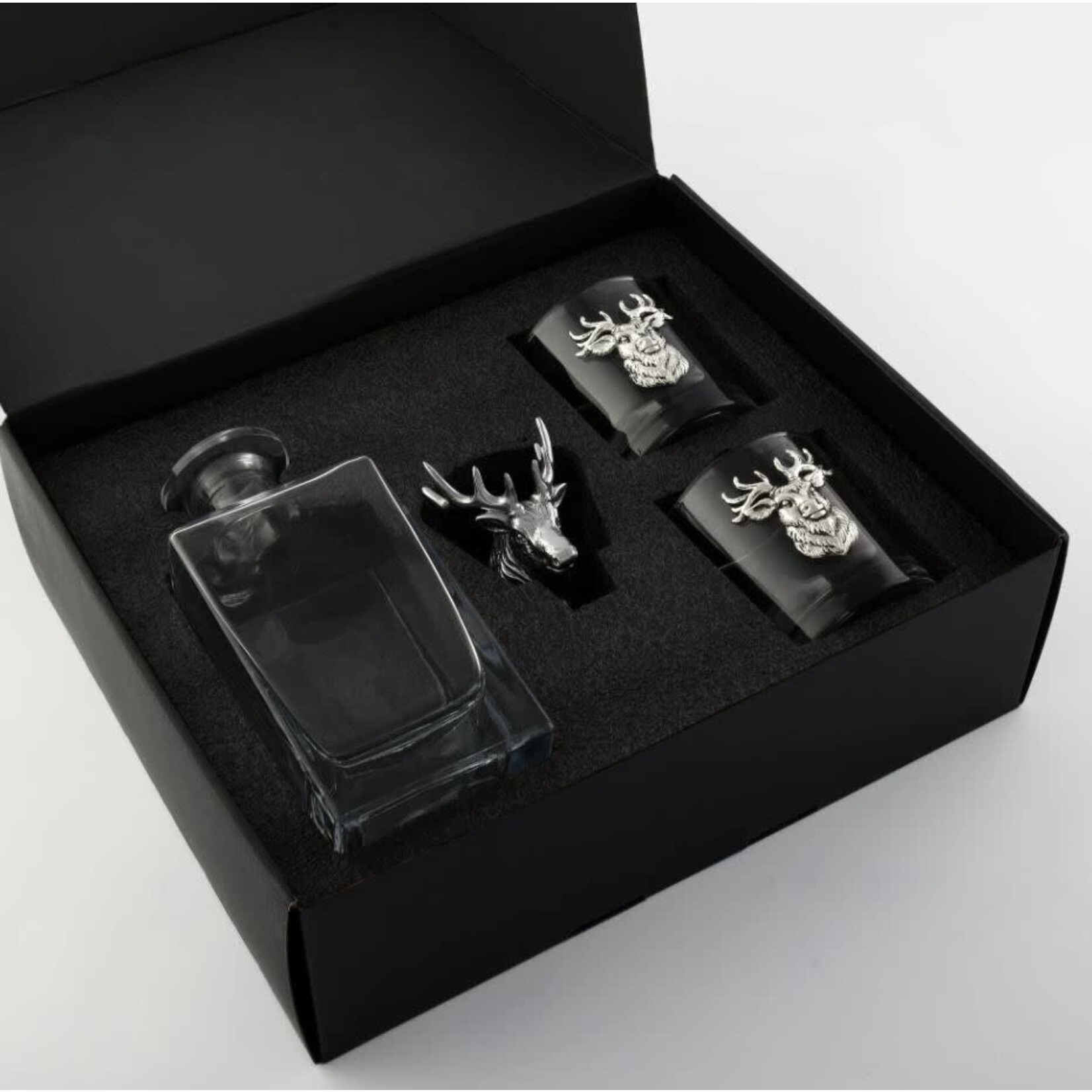 Vagabond House Elk Deer Bust Decanter Set with Glasses