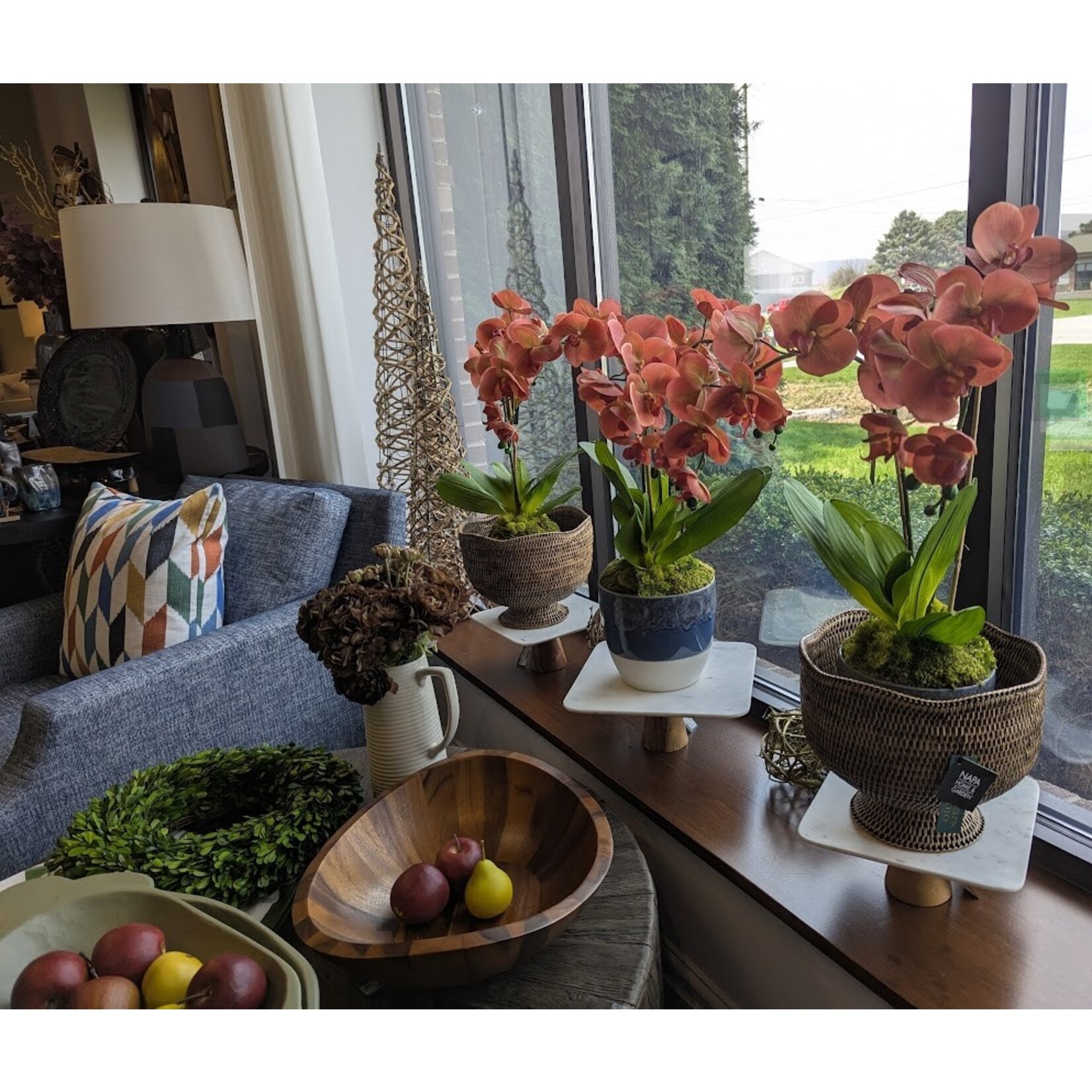 The Ivy Guild Coral Orchids Faux Floral Arrangement - Medium