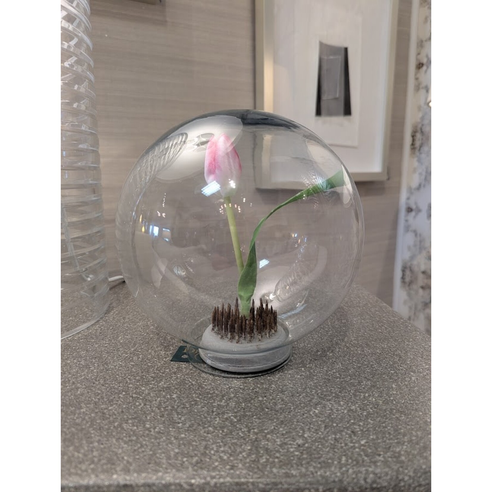 Chehoma Decorative Floral Arrangement Dome Globe with Frog Spikes