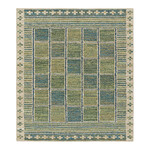 Rug & Kilim Scandinavian Rug in Green & Blue with Geometric Patterns 8'9"x10'1"