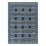 Rug & Kilim Scandinavian Rug in Gray & Blue Geometric Patterns 10'1"x13'11"