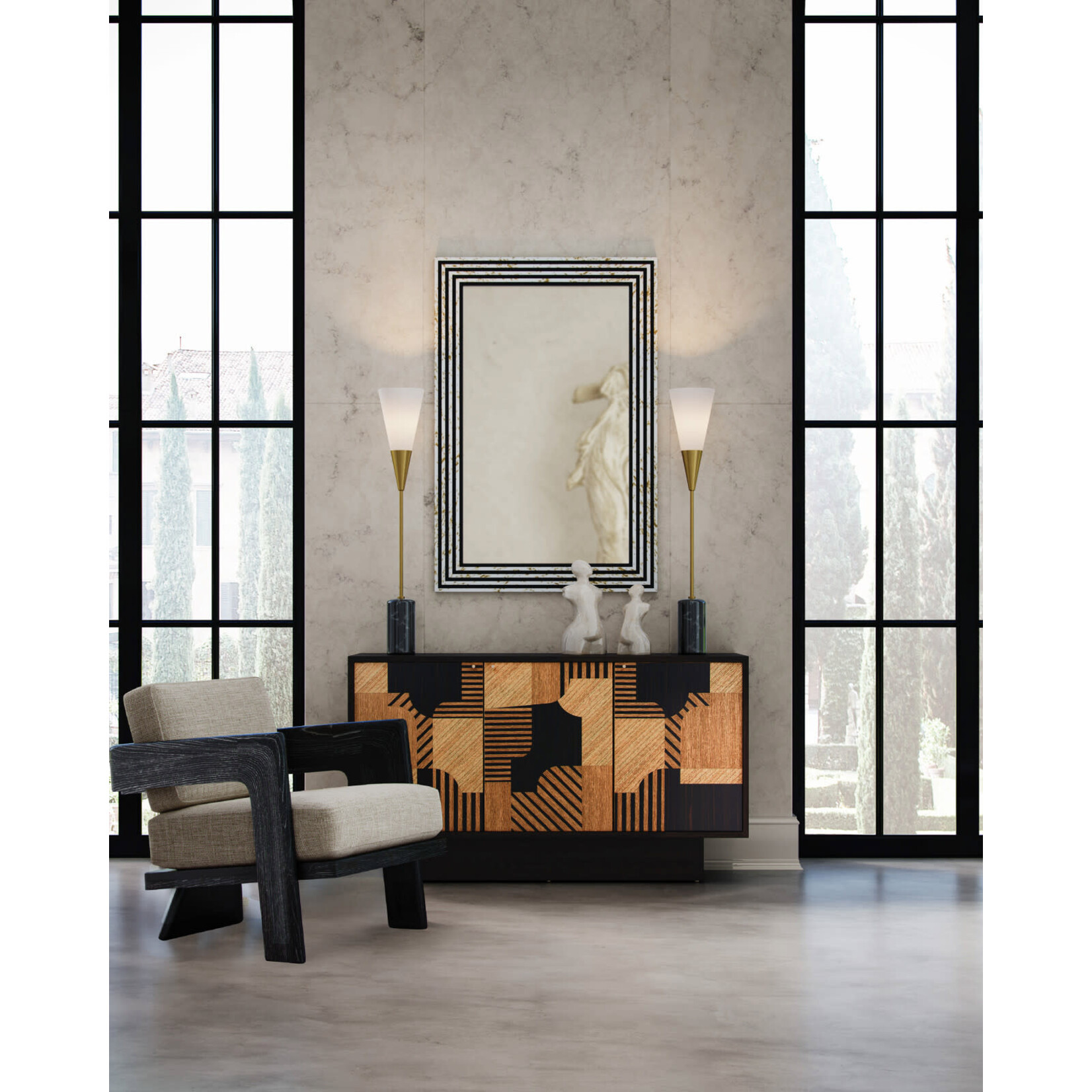 Currey & Company Martini Black Torchiere Table Lamp