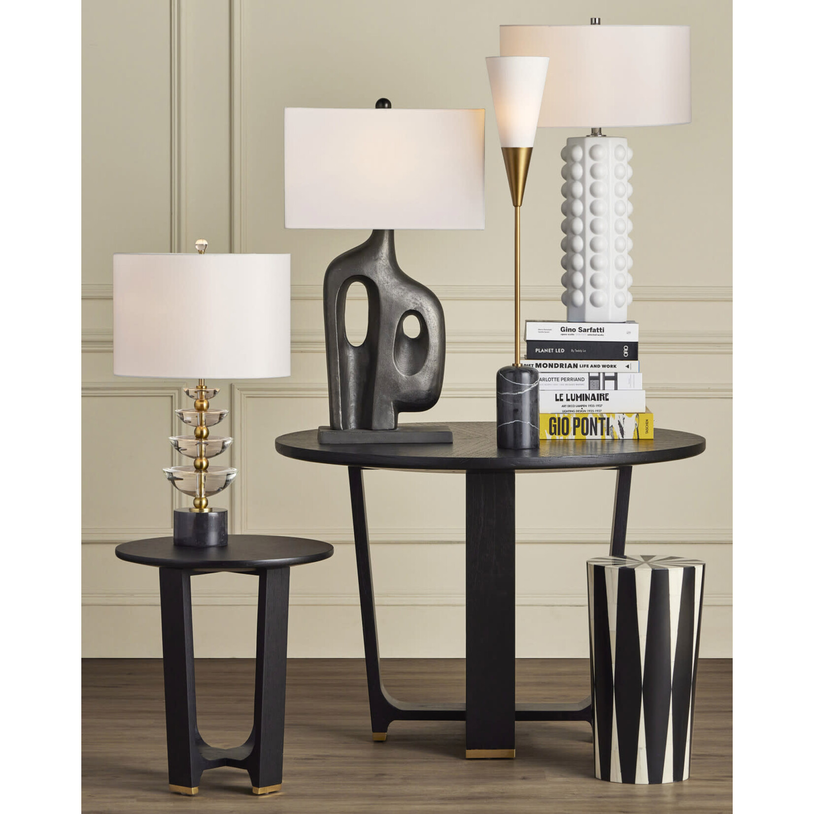 Currey & Company Martini Black Torchiere Table Lamp