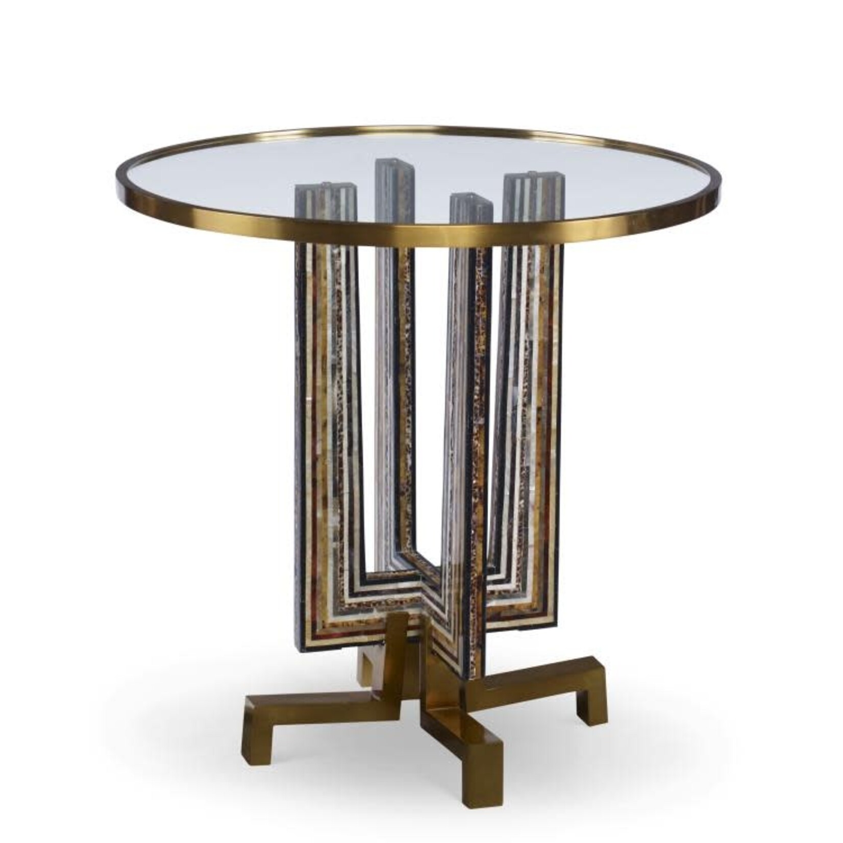 Maitland Smith Maya Occasional Table Shell Inlay Brass